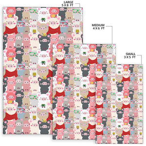 Pig Pattern Print Design 02 Area Rug
