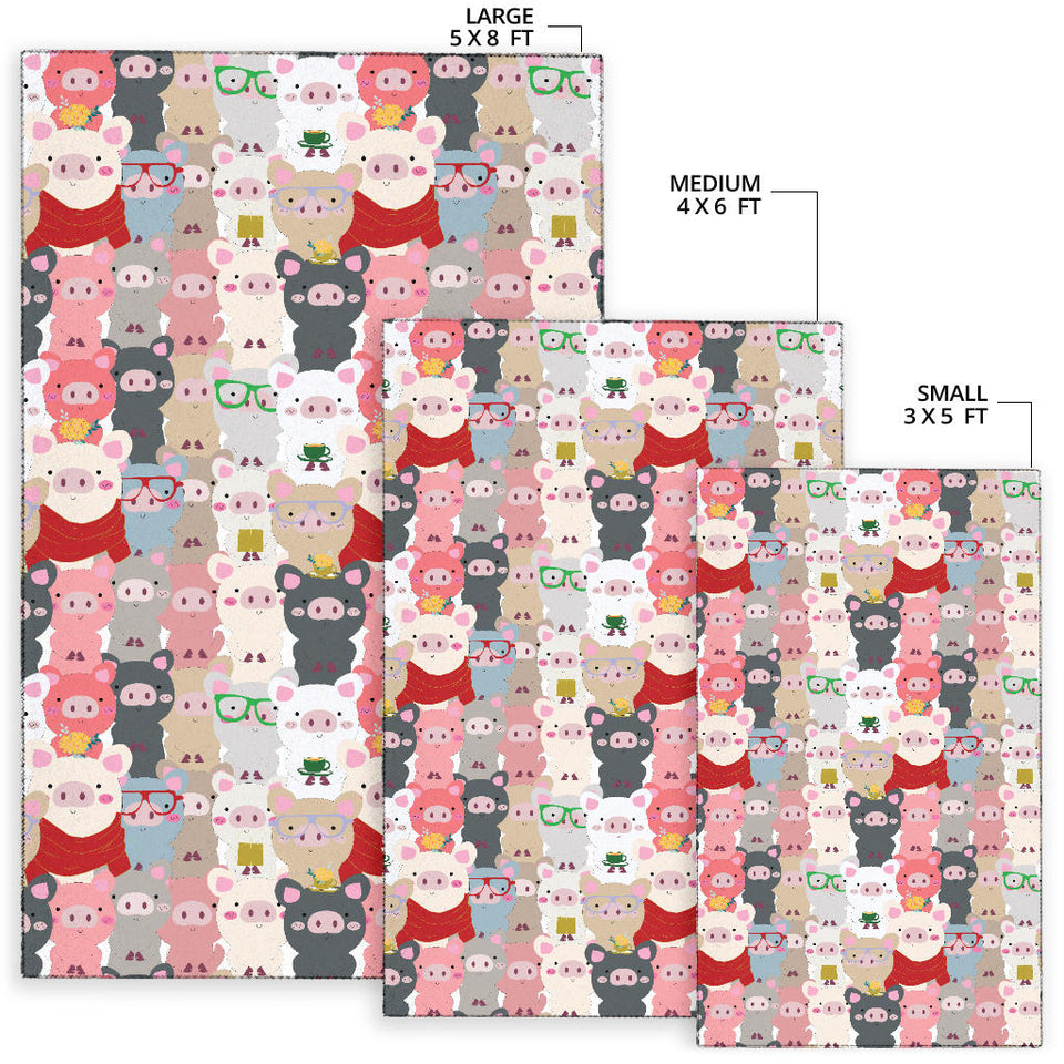 Pig Pattern Print Design 02 Area Rug