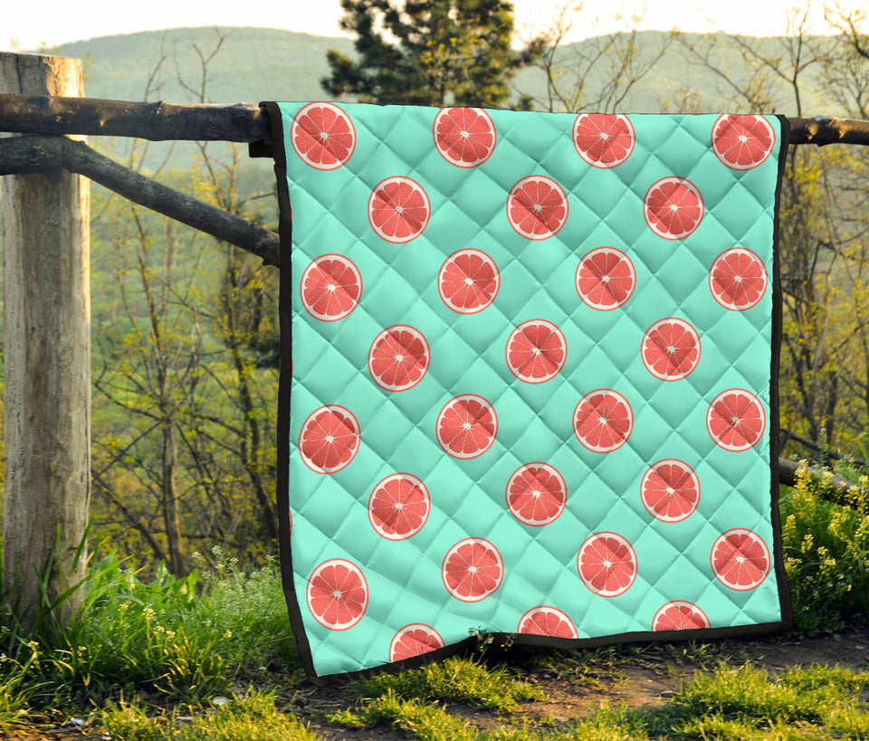 Grapefruit Green Background Premium Quilt