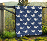Cute White Baby Sea Lion Seal Pattern Premium Quilt