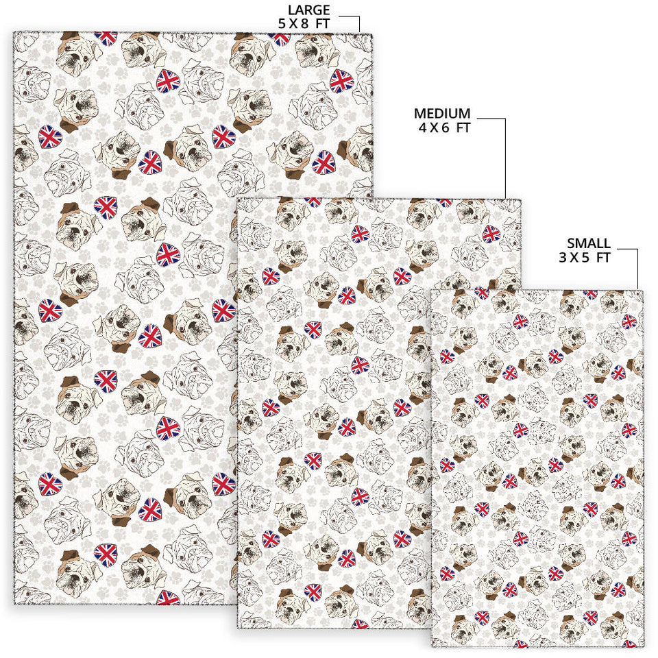 English Bulldog Pattern Print Design 01 Area Rug