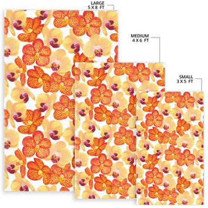 Orange Yellow Orchid Flower Pattern Background Area Rug