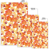 Orange Yellow Orchid Flower Pattern Background Area Rug