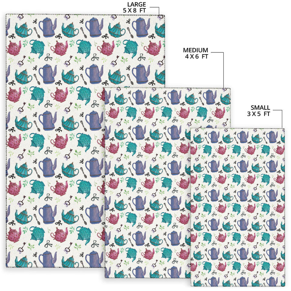 Tea Pots Pattern Print Design 05 Area Rug