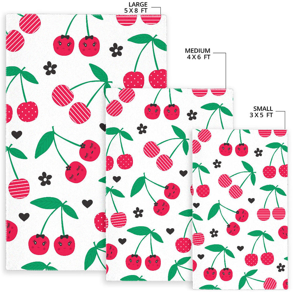Cherry Pattern White Background Area Rug