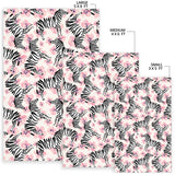 Zebra Pink Flower Background Area Rug