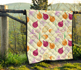 Onion Garlic White Red Pattern Premium Quilt