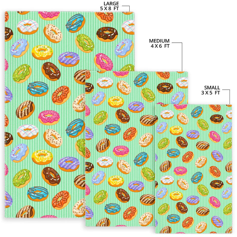 Colorful Donut Pattern Green Background Area Rug