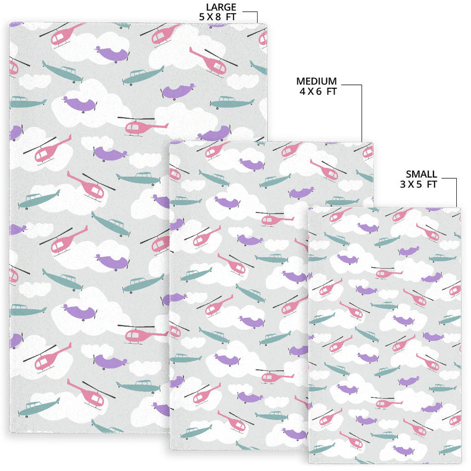 Helicopter Plane Pattern Area Rug
