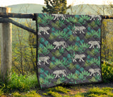 White Bengal Tigers Tropical Plant Premium Quilt