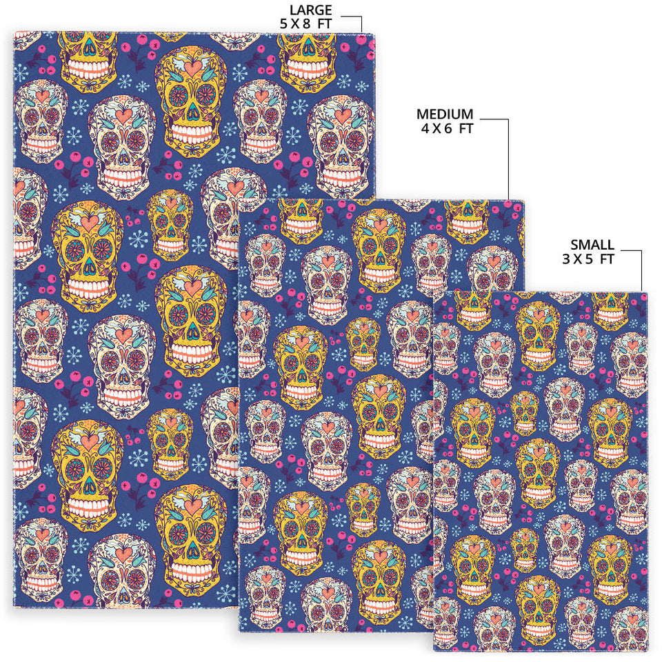 Sugar Skull Flower Pattern Area Rug