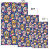 Sugar Skull Flower Pattern Area Rug