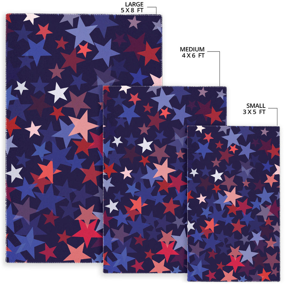 Red Blue Star Pattern Area Rug