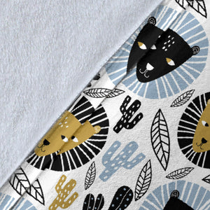 Lion Pattern Print Design 05 Premium Blanket