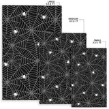 Spider Web Design Pattern Black Background White Cobweb Area Rug