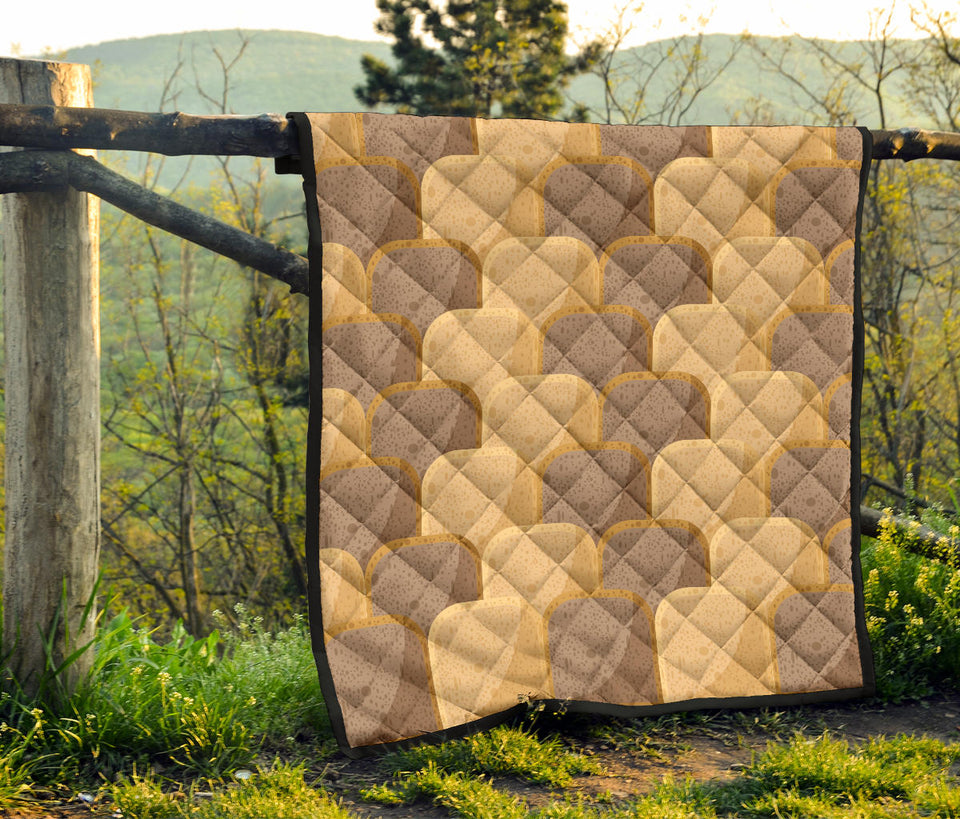 Bread Toast Pattern Print Design 04 Premium Quilt