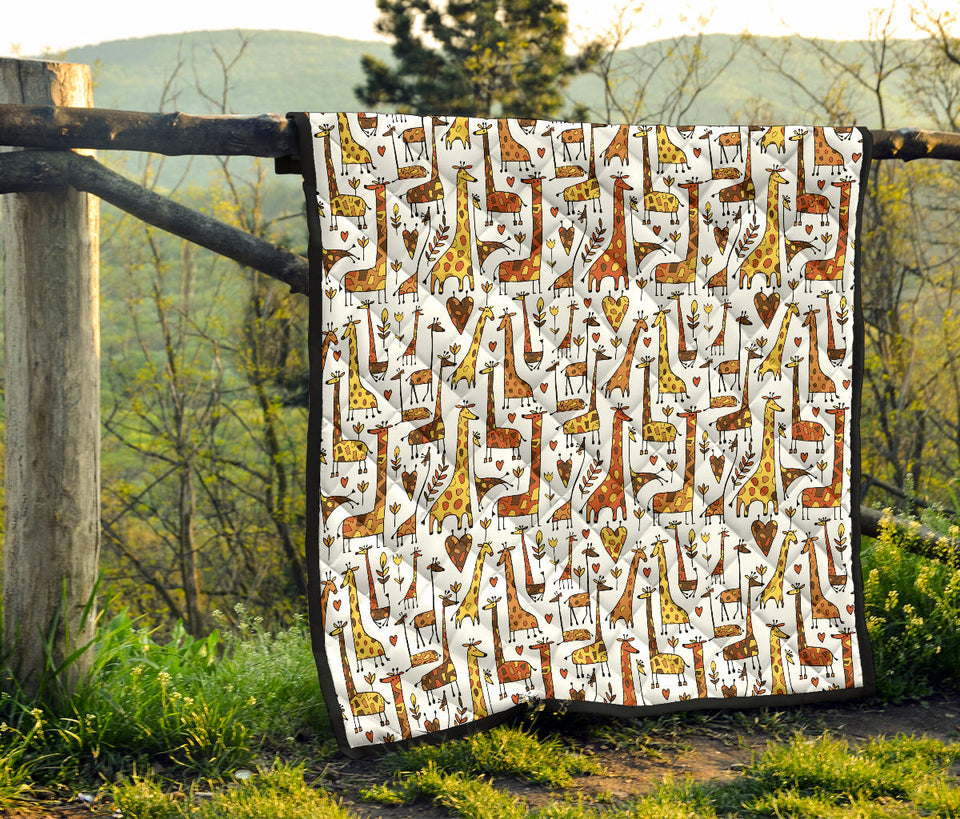 Giraffe Pattern Print Design 04 Premium Quilt