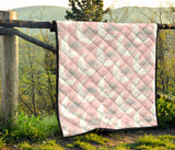 Cute Moon Cloud Star Pattern Pink Dot Background Premium Quilt