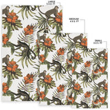 Monkey Red Hibiscus Flower Palm Leaves Floral Pattern Area Rug