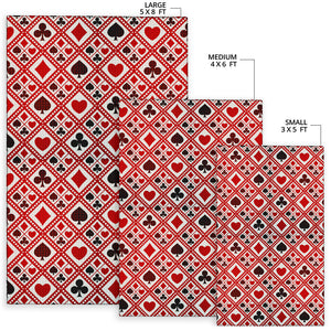 Casino Cards Suits Pattern Print Design 03 Area Rug
