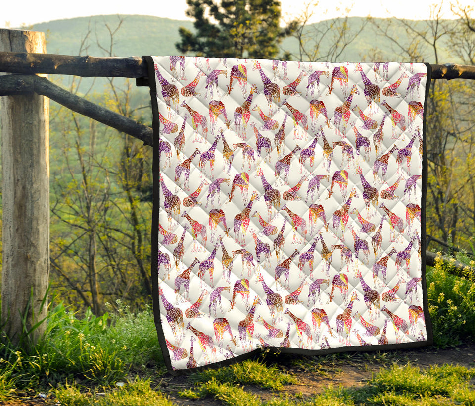 Giraffe Pattern Print Design 02 Premium Quilt