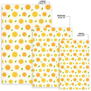 Oranges Leaves Pattern Area Rug