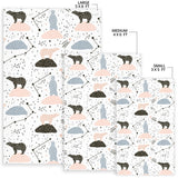 Polar Bears Star Poka Dot Pattern Area Rug