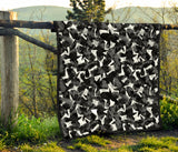 Crow Illustration Pattern Premium Quilt