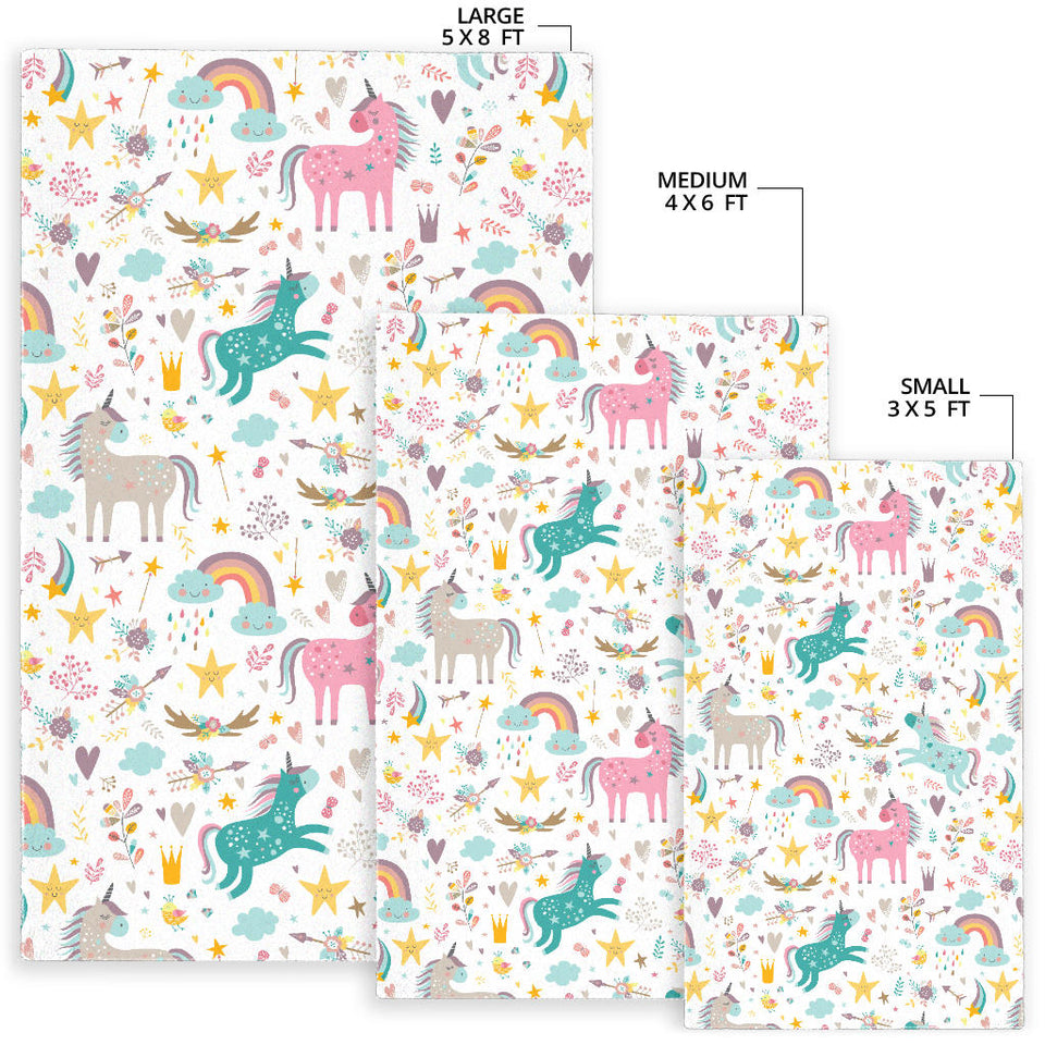 Colorful Unicorn Pattern Area Rug