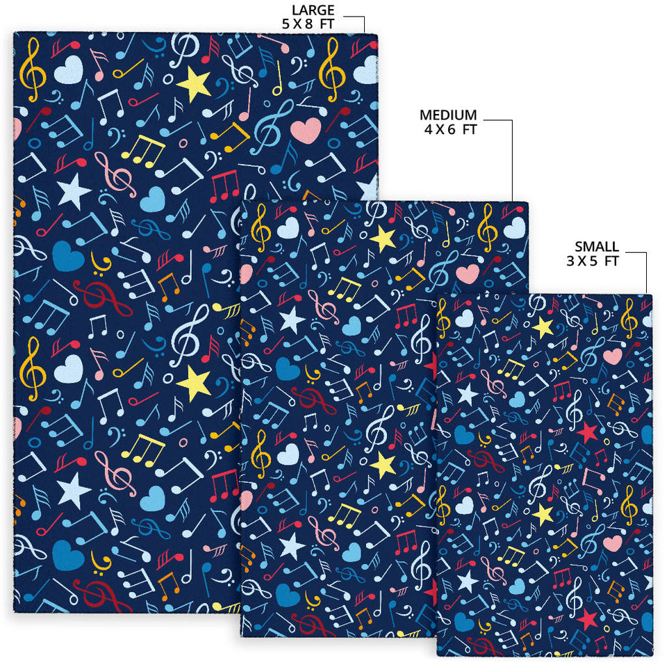 Music Notes Pattern Print Design 03 Area Rug