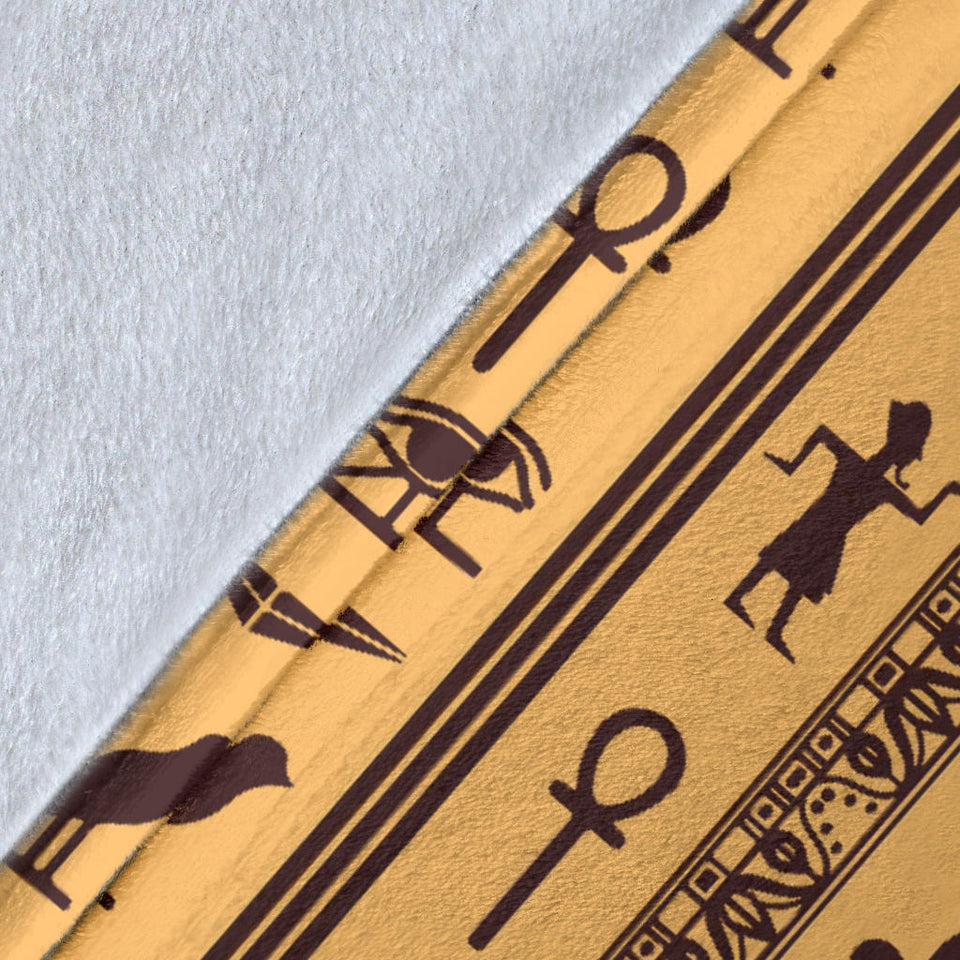 Egypt Hieroglyphics Pattern Print Design 02 Premium Blanket