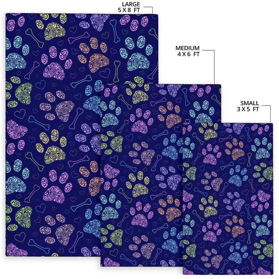 Dog Paws Pattern Print Design 02 Area Rug