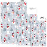 Snowman Christmas  Tree Snow Gray Background Area Rug