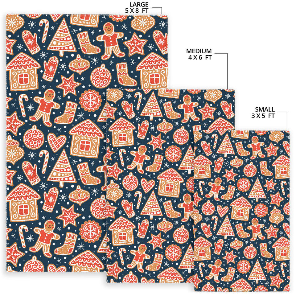 Christmas Gingerbread Cookie Pattern Area Rug