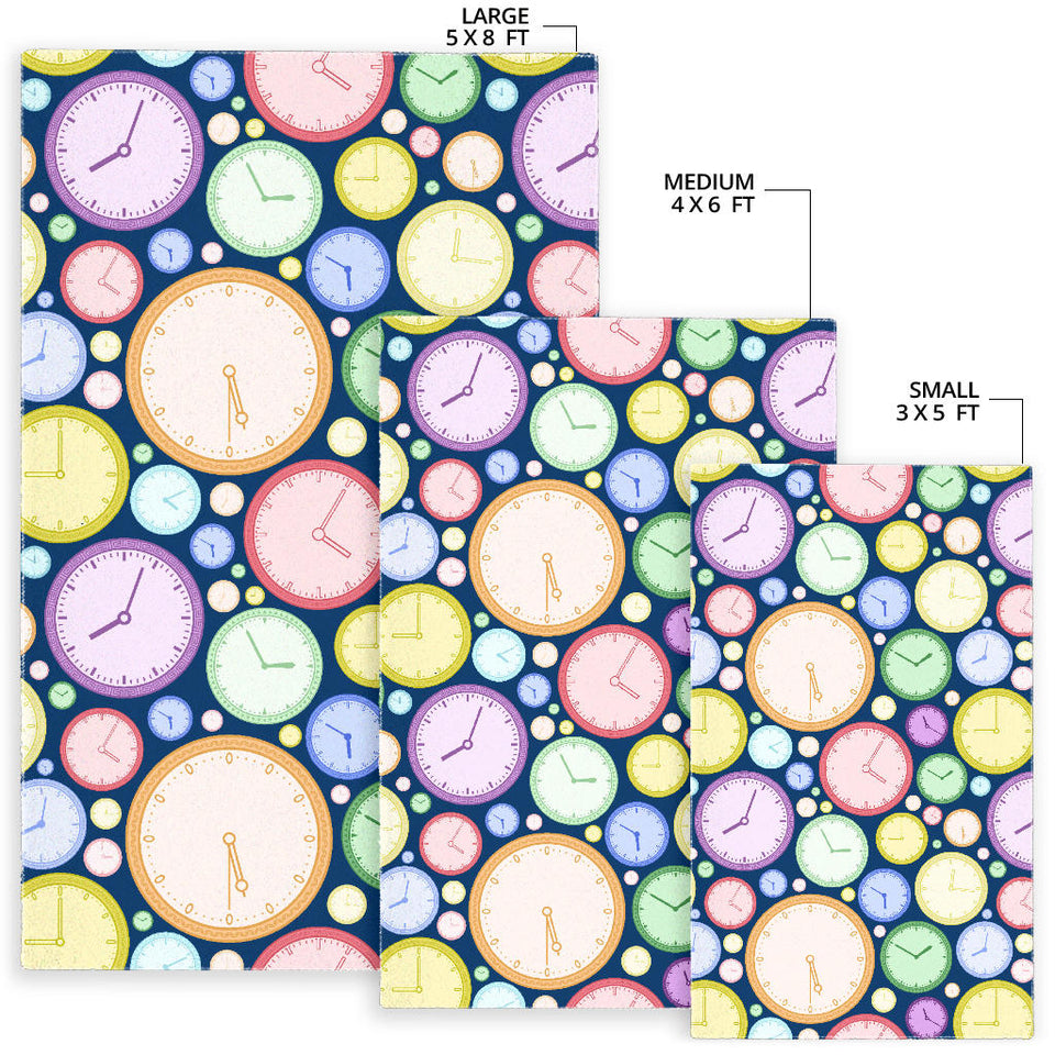 Colorful Clock Background Area Rug