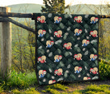 Cute Sloths Sleeping Christmas Ball Santa Hat Pattern Premium Quilt