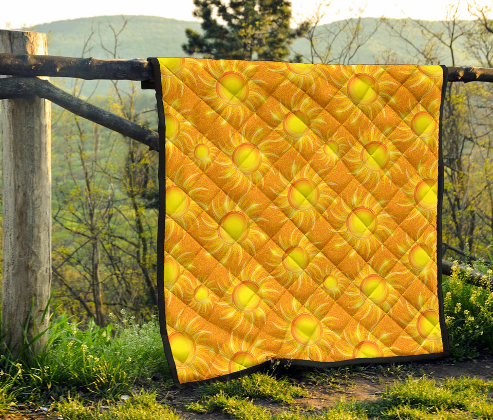 Sun Orange Background Premium Quilt