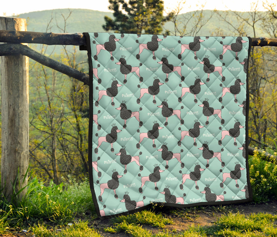 Poodle Dog Green Background Premium Quilt