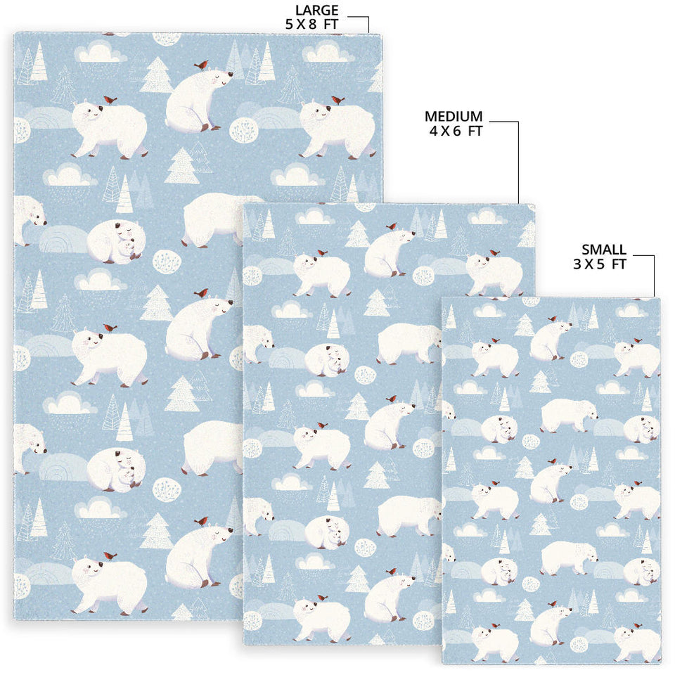 Cute Polar Bears Christmas Decoration Pattern Area Rug