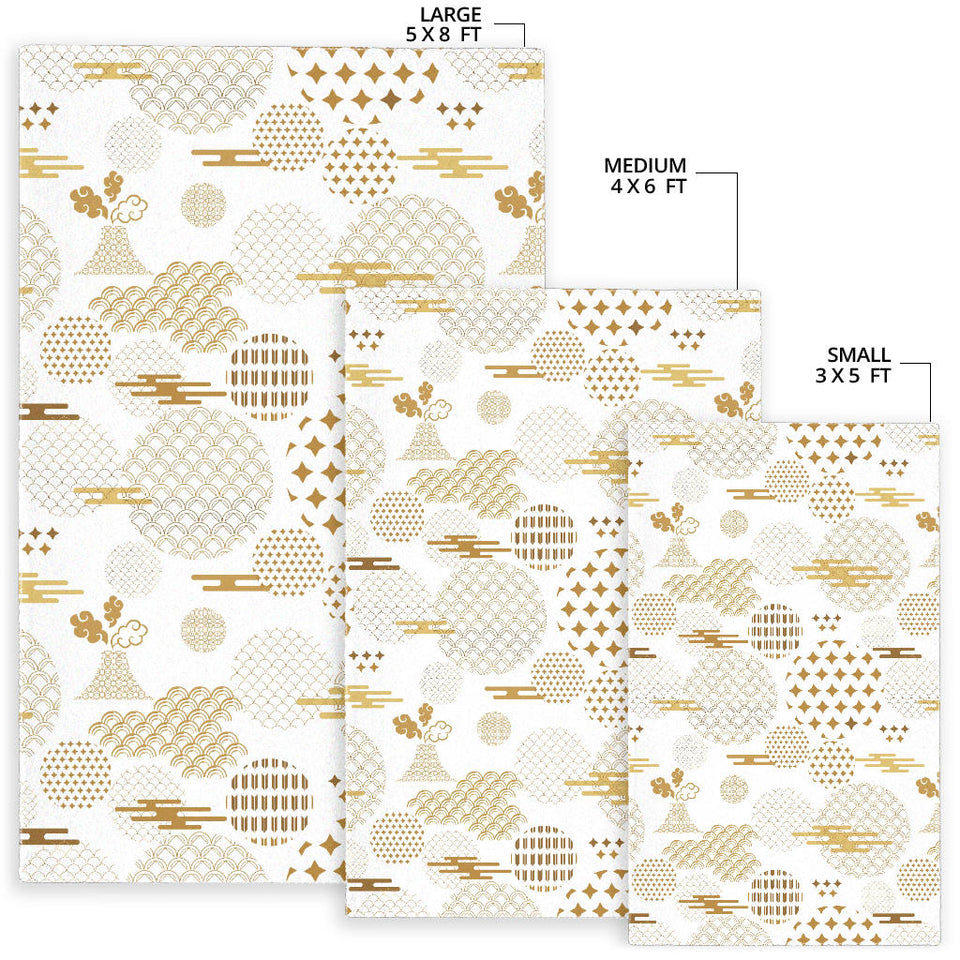 Beautiful Gold Japanese Pattern Area Rug