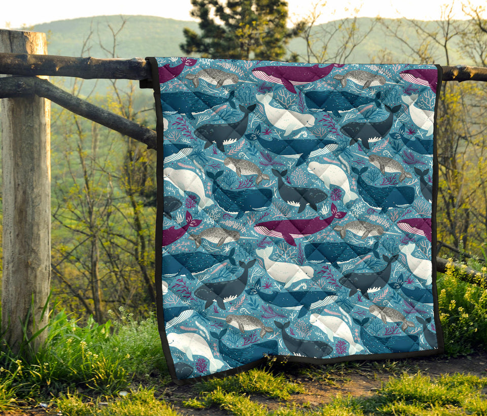 Whale Design Pattern Premium Quilt