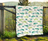 Watercolor Crocodile Pattern Premium Quilt