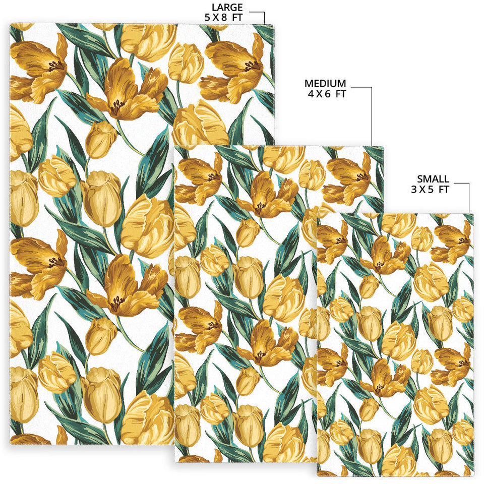Yellow Tulips Pattern Area Rug