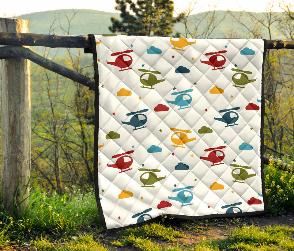 Colorful Helicopter Pattern Premium Quilt