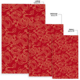 Gold Dragons Red Background Area Rug
