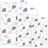 Black Gray Cream Coral Ginkgo Leaves Pattern Area Rug