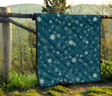 Snowflake Pattern Dark Background Premium Quilt