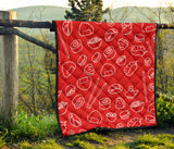Sushi Pattern Red Background Premium Quilt