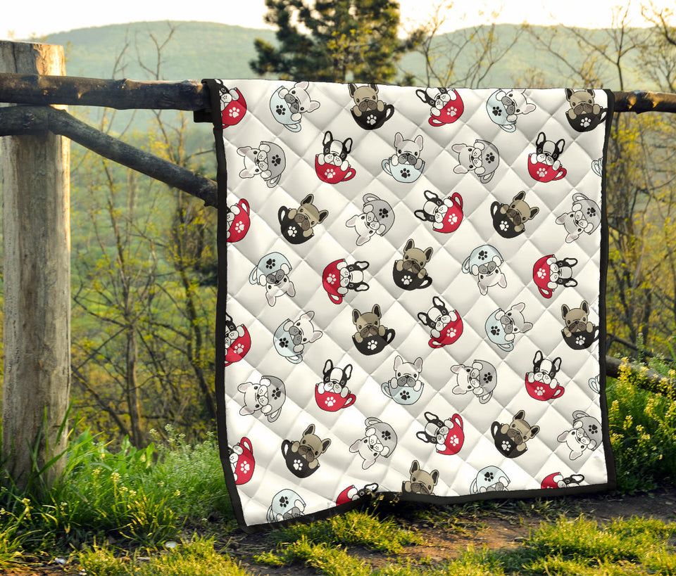 French Bulldog Cup Paw Pattern Premium Quilt