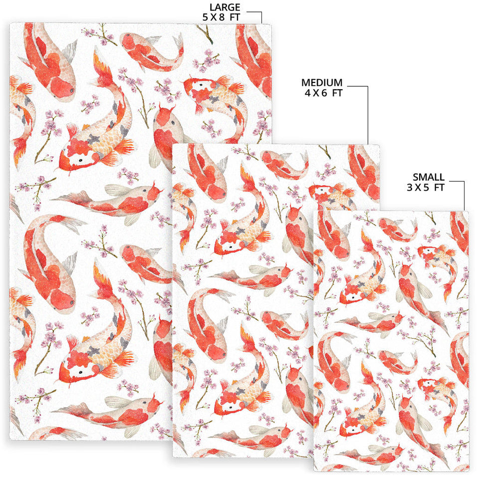 Watercolor Koi Fish Carp Fish Pattern Area Rug